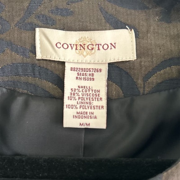 Vintage Covington Textured Ladies Blazer Size M Medium Black and Brown - Picture 3 of 3